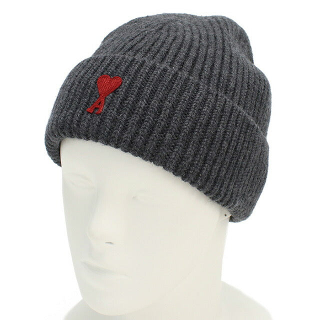 アミパリス ニットキャップ ユニセックス ブランド AMI PARIS イタリア BFUHA106.018 ANTHRACITE-RED グレー系 帽子 選べるモデル AMIBFUHA1060B