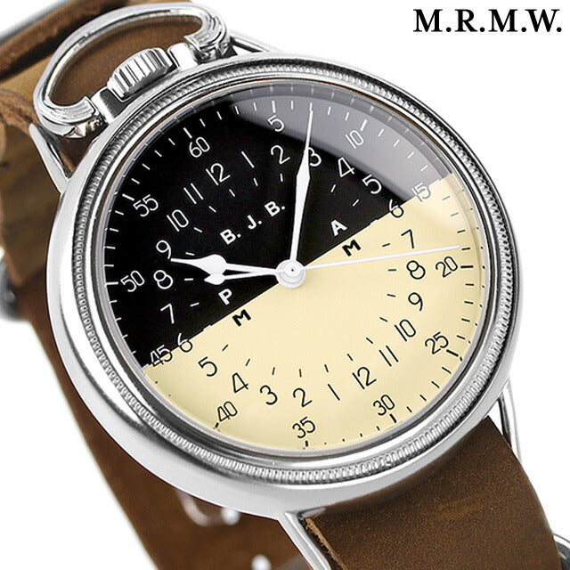 モントルロロイ ミリタリーウォッチ ナイトアンドデイ クオーツ 腕時計 ブランド メンズ M.R.M.W. AN5740-24H-BW アナログ ブラック ブラウン 黒 AN5740-24H-BW