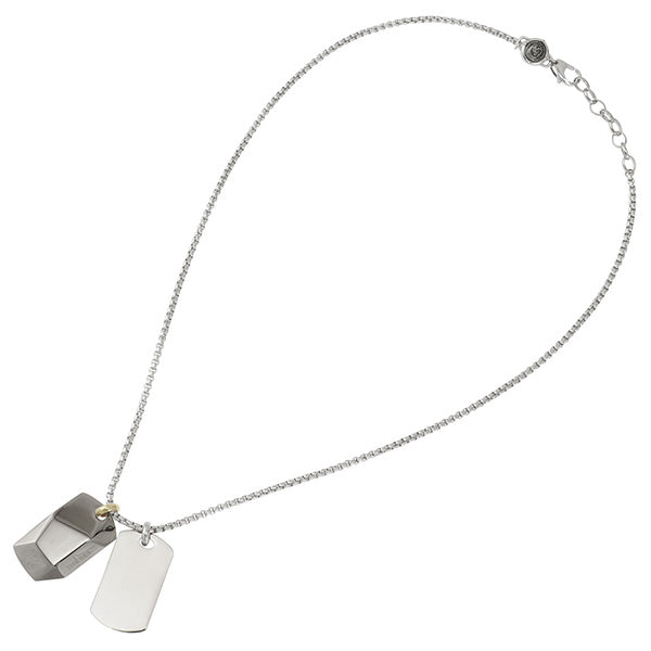 ディーゼル DIESEL DX1143040 ダブル プレート ドッグタグ ネックレス ペンダント ガンメタル/シルバー ブレイブマン（モヒカン） メンズ アクセサリー ANDE00173M