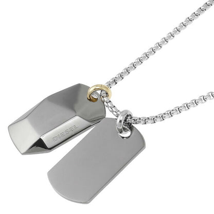 ディーゼル DIESEL DX1143040 ダブル プレート ドッグタグ ネックレス ペンダント ガンメタル/シルバー ブレイブマン（モヒカン） メンズ アクセサリー ANDE00173M