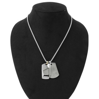 ディーゼル DIESEL DX1143040 ダブル プレート ドッグタグ ネックレス ペンダント ガンメタル/シルバー ブレイブマン（モヒカン） メンズ アクセサリー ANDE00173M