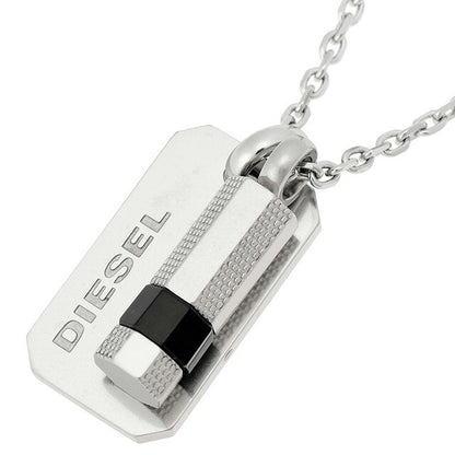 ディーゼル DIESEL DX1156040 ロゴプレート ボルト ネックレス ペンダント シルバー/ブラック メンズ アクセサリー ブレイブマン（モヒカン） ANDE00197M