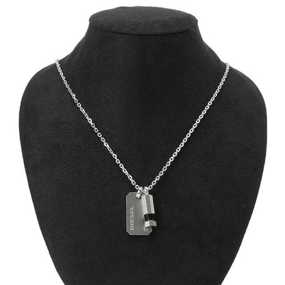 ディーゼル DIESEL DX1156040 ロゴプレート ボルト ネックレス ペンダント シルバー/ブラック メンズ アクセサリー ブレイブマン（モヒカン） ANDE00197M