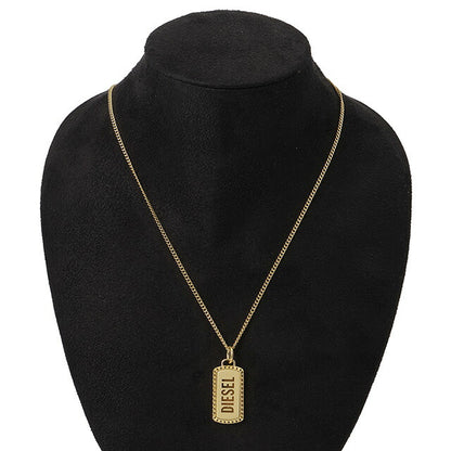 ディーゼル DIESEL DX1456710 ロゴ ドッグタグ プレート ネックレス ペンダント ステンレススチール ゴールド メンズ アクセ ANDE00200M