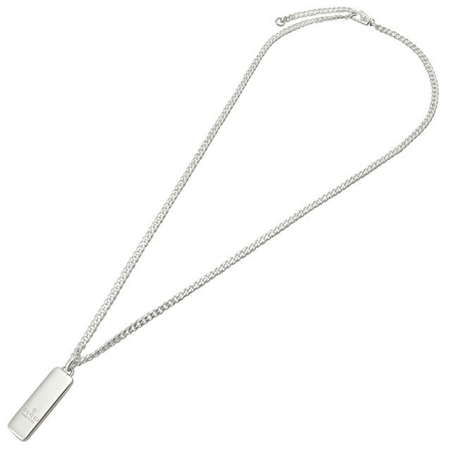 グッチ GUCCI 774055 J8400 8106 ダイアゴナル インターロッキングG エングレービング プレート ネックレス ペンダント シルバー ANGU00550L