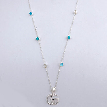 グッチ GUCCI 527399 J8474 8517 ダブルG マザーオブパール ネックレス ペンダント シルバー レディース メンズ ユニセックス アクセサリー ANGU00570L