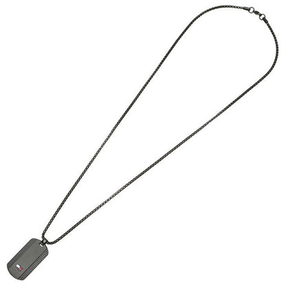トミーヒルフィガー Tommy Hilfiger 2790424 ドックタグ ロゴ プレート ネックレス ペンダント ブラック メンズ アクセサリー Nelson H-Link ANTH00056M