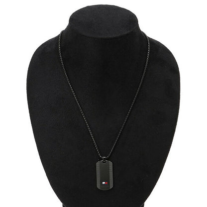 トミーヒルフィガー Tommy Hilfiger 2790424 ドックタグ ロゴ プレート ネックレス ペンダント ブラック メンズ アクセサリー Nelson H-Link ANTH00056M