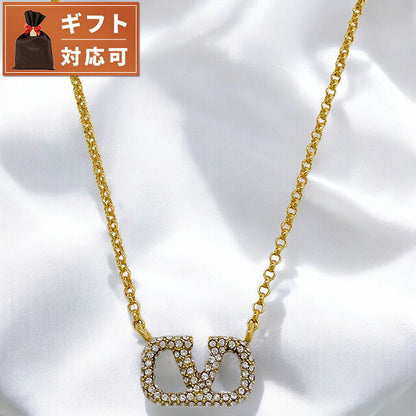 ヴァレンティノ VALENTINO 5W2J0Q37 YCW MH5 Vロゴ シグネチャー メタル クリスタル ネックレス ゴールド レディース アクセ VLOGO SIGNATURE STRASS NECKLACE ANVA00028L