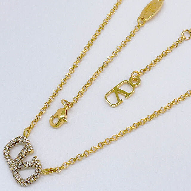 ヴァレンティノ VALENTINO 5W2J0Q37 YCW MH5 Vロゴ シグネチャー メタル クリスタル ネックレス ゴールド レディース アクセ VLOGO SIGNATURE STRASS NECKLACE ANVA00028L