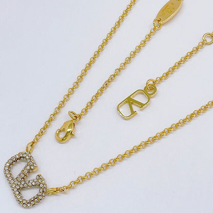 ヴァレンティノ VALENTINO 5W2J0Q37 YCW MH5 Vロゴ シグネチャー メタル クリスタル ネックレス ゴールド レディース アクセ VLOGO SIGNATURE STRASS NECKLACE ANVA00028L