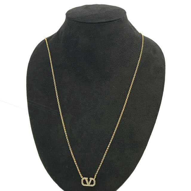 ヴァレンティノ VALENTINO 5W2J0Q37 YCW MH5 Vロゴ シグネチャー メタル クリスタル ネックレス ゴールド レディース アクセ VLOGO SIGNATURE STRASS NECKLACE ANVA00028L