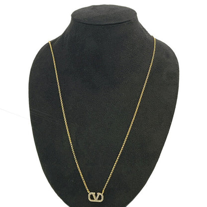 ヴァレンティノ VALENTINO 5W2J0Q37 YCW MH5 Vロゴ シグネチャー メタル クリスタル ネックレス ゴールド レディース アクセ VLOGO SIGNATURE STRASS NECKLACE ANVA00028L