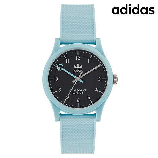 アディダス PROJECT ONE ソーラー 腕時計 ブランド メンズ レディース adidas AOST22561 アナログ ブラック ライトブルー 黒 AOST22561