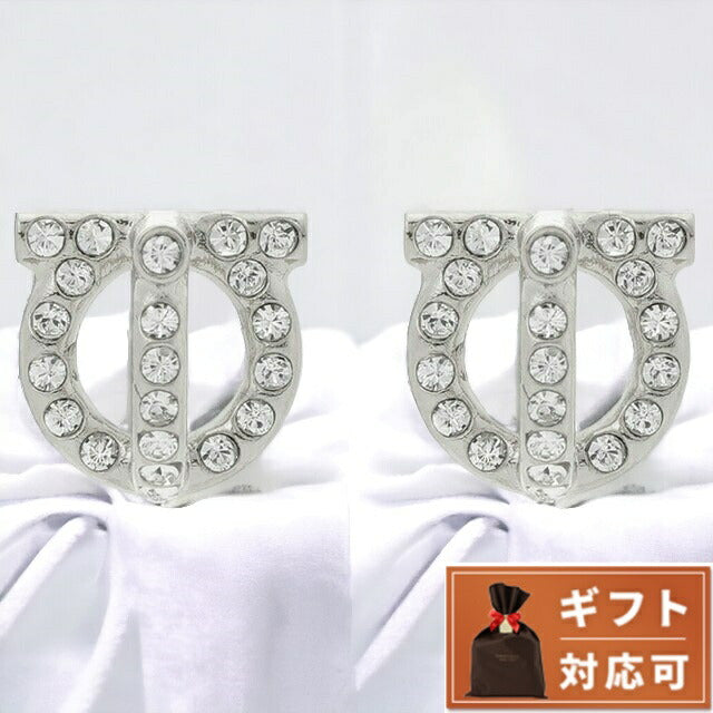 サルバトーレフェラガモ Salvatore Ferragamo 736295 760417 002 ガンチーニ 3D 立体 クリスタル パヴェ スタッド ピアス シルバー レディース APFR00035L