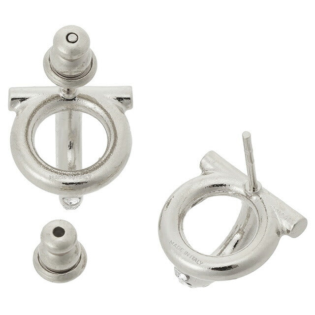 サルバトーレフェラガモ Salvatore Ferragamo 736295 760417 002 ガンチーニ 3D 立体 クリスタル パヴェ スタッド ピアス シルバー レディース APFR00035L