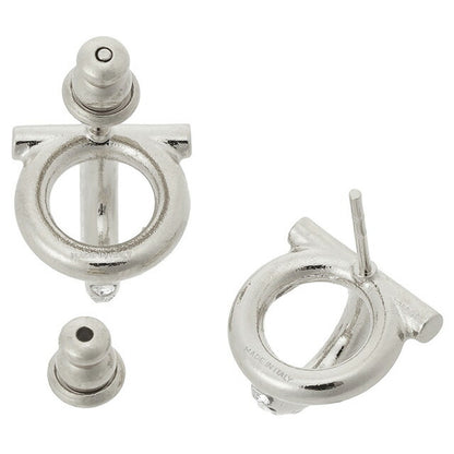 サルバトーレフェラガモ Salvatore Ferragamo 736295 760417 002 ガンチーニ 3D 立体 クリスタル パヴェ スタッド ピアス シルバー レディース APFR00035L