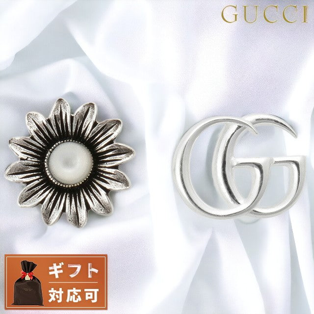 グッチ GUCCI 527390 J8440 8184 GGマーモント ダブルG フラワー アシンメトリー スタッド ピアス シルバー/ホワイト レディース APGU00552L