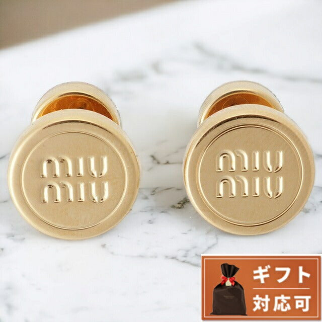ミュウミュウ MIUMIU 5JO907 2F5I F0056 ロゴ メタル スタッド ピアス ゴールド レディース アクセサリー APMI00016L