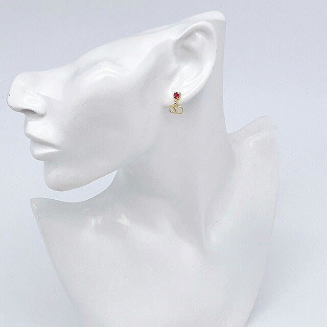ヴァレンティノ VALENTINO 5W2J0H29 YCW 7CR Vロゴ シグネチャー メタル クリスタル ピアス ゴールド/フーシャ レディース アクセサリー APVA00025L