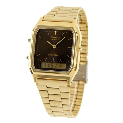 カシオ チープカシオ CASIO クォーツ 電池式 AQ-230GA-5AMQY クラシック ユニセックス チプカシ 腕時計 ブランド カシオ casio アナデジ ブラウン ゴールド AQ-230GA-5AMQYDF
