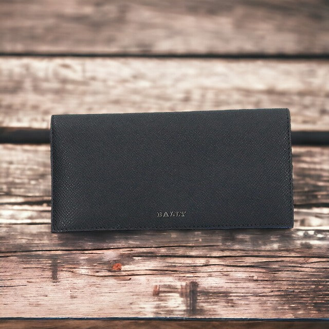 バリー 財布 長財布 メンズ 革 レザーウォレット 小銭入れ BALLY バリロ 6302753 ブラック ブルー 記念品 プレゼント ギフト BA-6302753