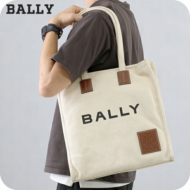 バリー トートバッグ メンズ レディース ブランド BALLY Akelei 6307808 ナチュラル ブラウン バッグ BA-6307808