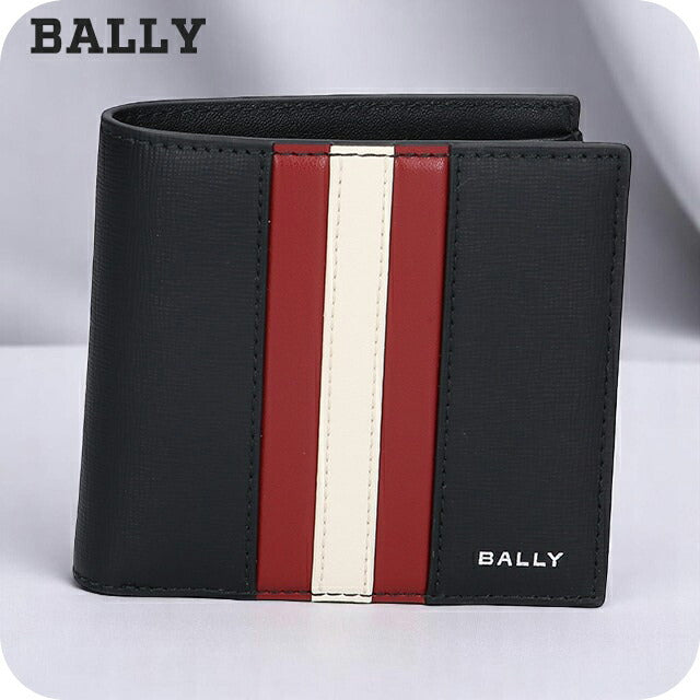 バリー 二つ折り財布 メンズ ブランド BALLY MYTHOS 6308579 ブラック レッド 財布 BA-6308579