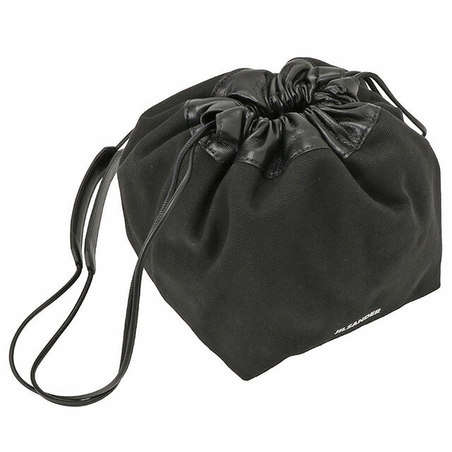 【美品】JIL SANDER レザーショルダーバッグ　ドローストリング　巾着　黒 美品◎ジルサンダー ショルダーバッグ ドローストリング レザー