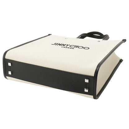 ジミーチュウ JIMMY CHOO N/S TOTE M CZM NATURAL BLACK SILVER キャンバス ミディアム N/S トートバッグ ナチュラル/ブラック BBJM00226L