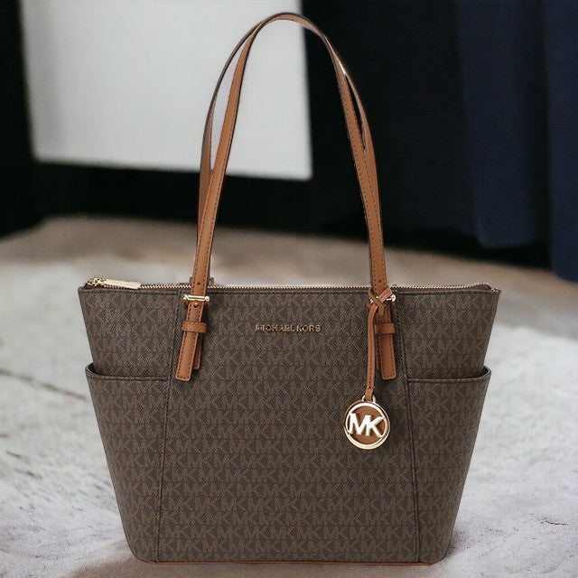 マイケルコース MICHAEL KORS 30S0GTTT1B 252 BRN/ACORN MKロゴチャーム付 トートバッグ ショルダーバッグ MKシグネチャー ブラウン/アコーン レディース BBMK00424L