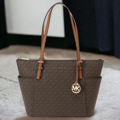 マイケルコース MICHAEL KORS 30S0GTTT1B 252 BRN/ACORN MKロゴチャーム付 トートバッグ ショルダーバッグ MKシグネチャー ブラウン/アコーン レディース BBMK00424L