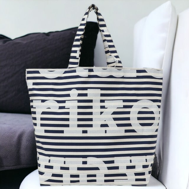 マリメッコ marimekko 091177 150 マリロゴ×ボーダー柄 トートバッグ ダークブルー×オフホワイト レディース ユニセックス 記念品 プレゼント ギフト BBMM00502L