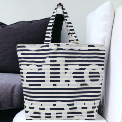 マリメッコ marimekko 091177 150 マリロゴ×ボーダー柄 トートバッグ ダークブルー×オフホワイト レディース ユニセックス 記念品 プレゼント ギフト BBMM00502L