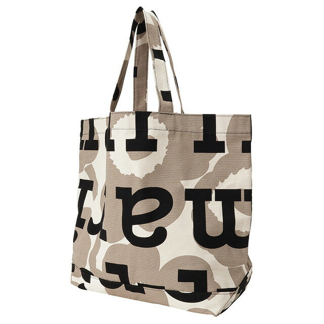 マリメッコ marimekko 091683 889 ウニッコ柄×マリロゴ コットンキャンバス トートバッグ ベージュ×ブラック レディース ユニセックス 記念品 ギフト BBMM00535L