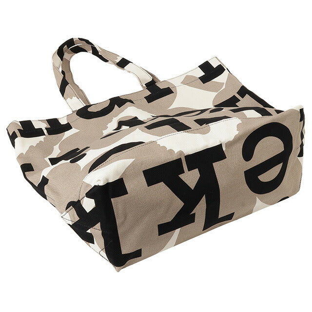マリメッコ marimekko 091683 889 ウニッコ柄×マリロゴ コットンキャンバス トートバッグ ベージュ×ブラック レディース ユニセックス 記念品 ギフト BBMM00535L