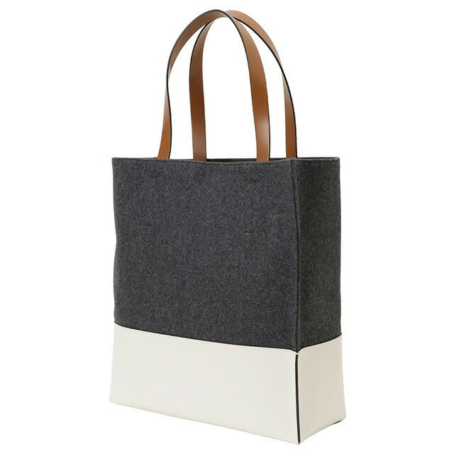マルニ MARNI SHMPV02Q00 P5070 ZO281 ミュゼオ ソフト フェルト＆レザー カラーブロック トートバッグ ラージ ダークグレー/ホワイト 記念品 ギフト BBMN00077L