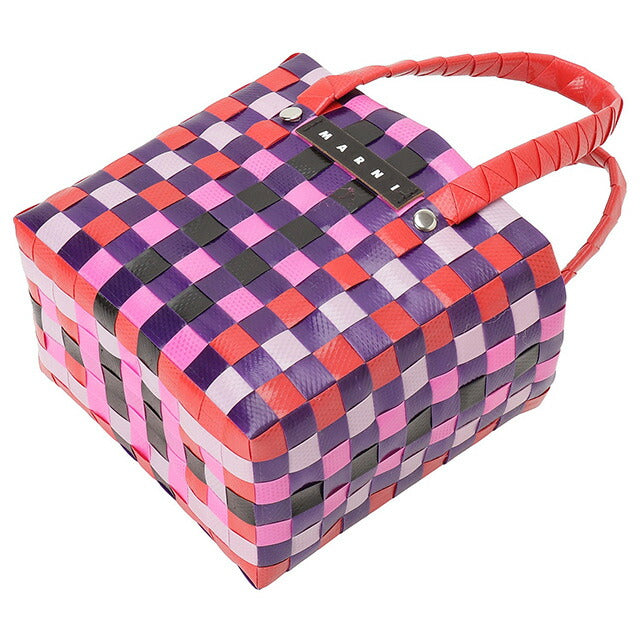 マル二 MARNI M00178 M00IW 0MC32 マルニキッズ マイクロバスケット かごバッグ ミニハンドバッグ ロゴ ピクニックバッグ レッドマルチ BBMN00098L