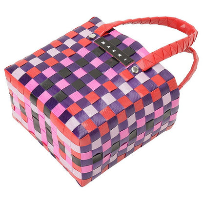マル二 MARNI M00178 M00IW 0MC32 マルニキッズ マイクロバスケット かごバッグ ミニハンドバッグ ロゴ ピクニックバッグ レッドマルチ BBMN00098L