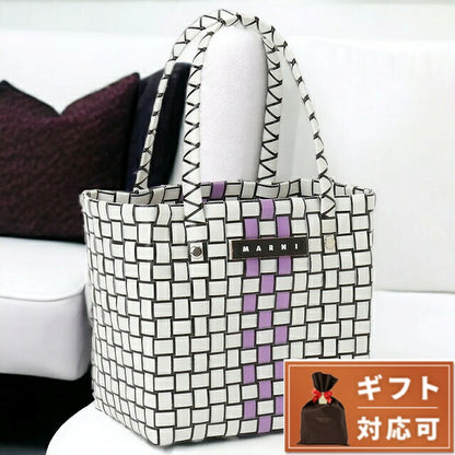 マル二 MARNI M00638 M00IW 0MC18 マルニキッズ ボックスバスケット かごバッグ ミニハンドバッグ ロゴ ピクニックバッグ ホワイトマルチ BBMN00103L