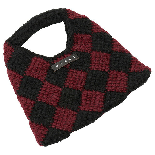 マルニ キッズ MARNI M00995 M00RP 0MC07 マルニキッズ ダイアモンドクロシェ かぎ針編み ハンドバッグ ブラック/ワイン レディース MARNI BBMN00111L