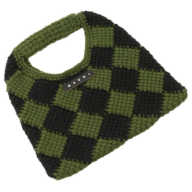 マルニ キッズ MARNI M00995 M00RP 0MC08 マルニキッズ ダイアモンドクロシェ かぎ針編み ハンドバッグ カーキ/ブラック レディース MARNI BBMN00112L