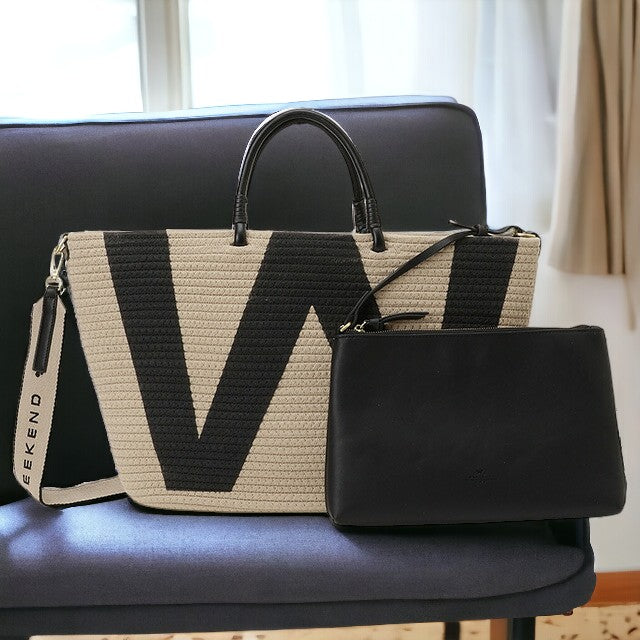 ウィークエンド マックスマーラ WEEKEND MAX MARA 2355111534600 002 ポーチ付 Wロゴ ウーブン トートバック 2WAY ショルダー・ハンドバッグ かごバッグ BBMR00007L