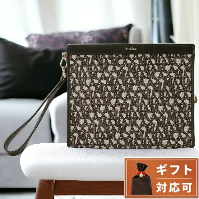 マックスマーラ MAX MARA 2345110239600 003 Mロゴ ジャカード クラッチバッグ ミディアム ハンドポーチ ブラウン レディース MaxMaraGram CLUTCHY BBMR00012L