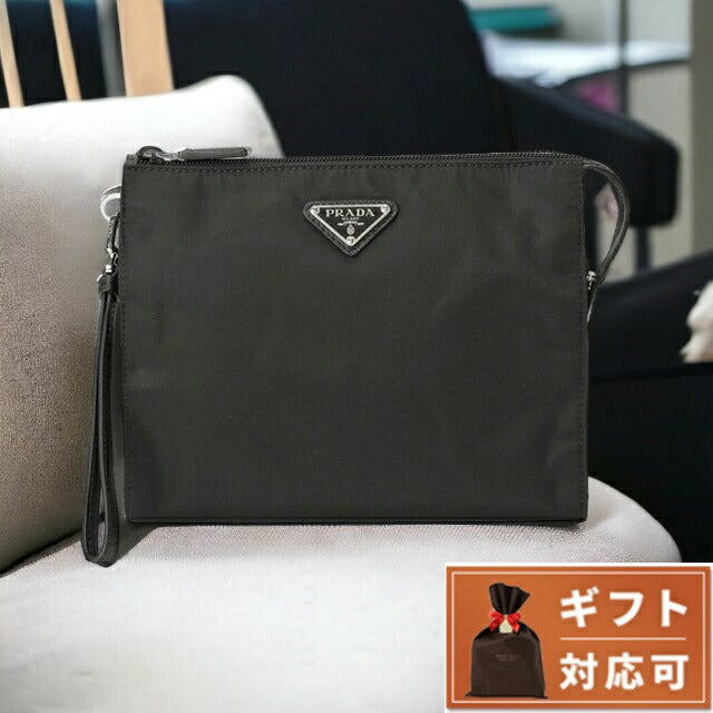 プラダ PRADA 2NE789 2DMH F0002 リナイロン サフィアーノ ハンドポーチ クラッチバッグ セカンドバッグ ブラック メンズ ユニセックス BBPR00064M