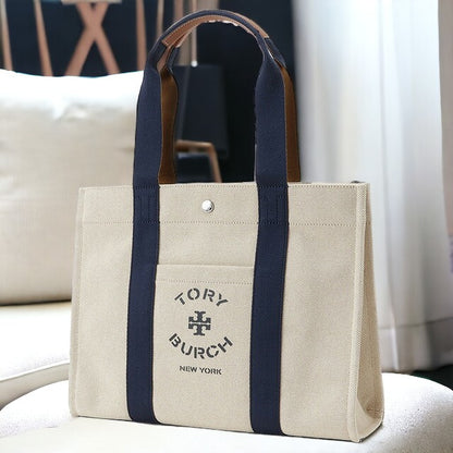 トリーバーチ Tory Burch 146771 254 NATURAL トリートートバッグ ナチュラル/ネイビー レディース TORY TOTE BBTB00228L