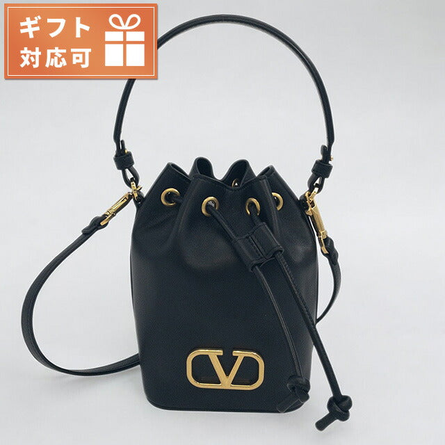 ヴァレンティノ VALENTINO 5W2P0Z44 VNL 0NO Vロゴ シグネチャー ミニドローストリングバッグ 2WAY ハンドバッグ ショルダーバッグ クロスボディ ブラック BBVA00060L