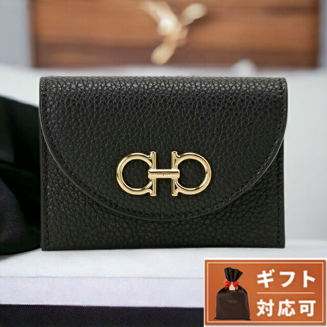 フェラガモ FERRAGAMO 220332 750354 001 ダブルガンチーニ カードケース ブラック レディース ユニセックス ガンチーノ GANCINO BCFR00243L
