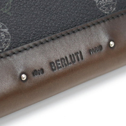 ベルルッティ 長財布ラウンドファスナー メンズ ブランド PVC レザー イタリア N207364 BLACK-TDMINTENSO グレー系 財布 BERN207364011