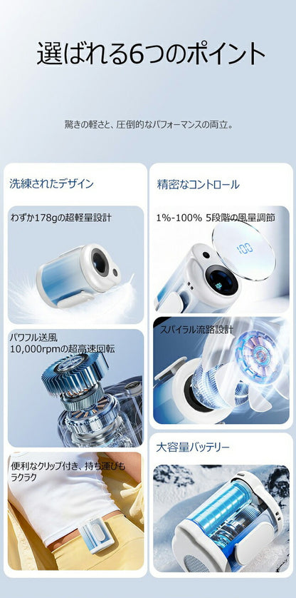 2026 Newest Belt Fan Handy Fan 3WAY Small Lightweight Compact Large Air Volume Strong Wind Quiet 5 Levels 3500mAh Type-C USB Charging Handy Fan Tabletop Neck BF-MP1185 BF-MP1185